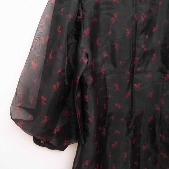 GANNI Floral Print Organza Short Shift Dress in Phantom 252 Size 42 NWT - Picture 10 of 11